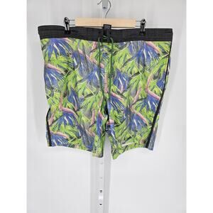 George Men's Tropical Leaf Printed Elastic Waist Swimsuit Swim Trunks Size XL/XG